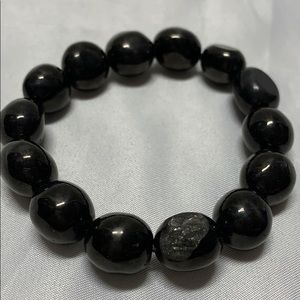 Chunky Black Stone Stretch Bracelet